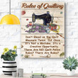 Rules Of Quilting Canvas Print Wall Art - Matte Canvas