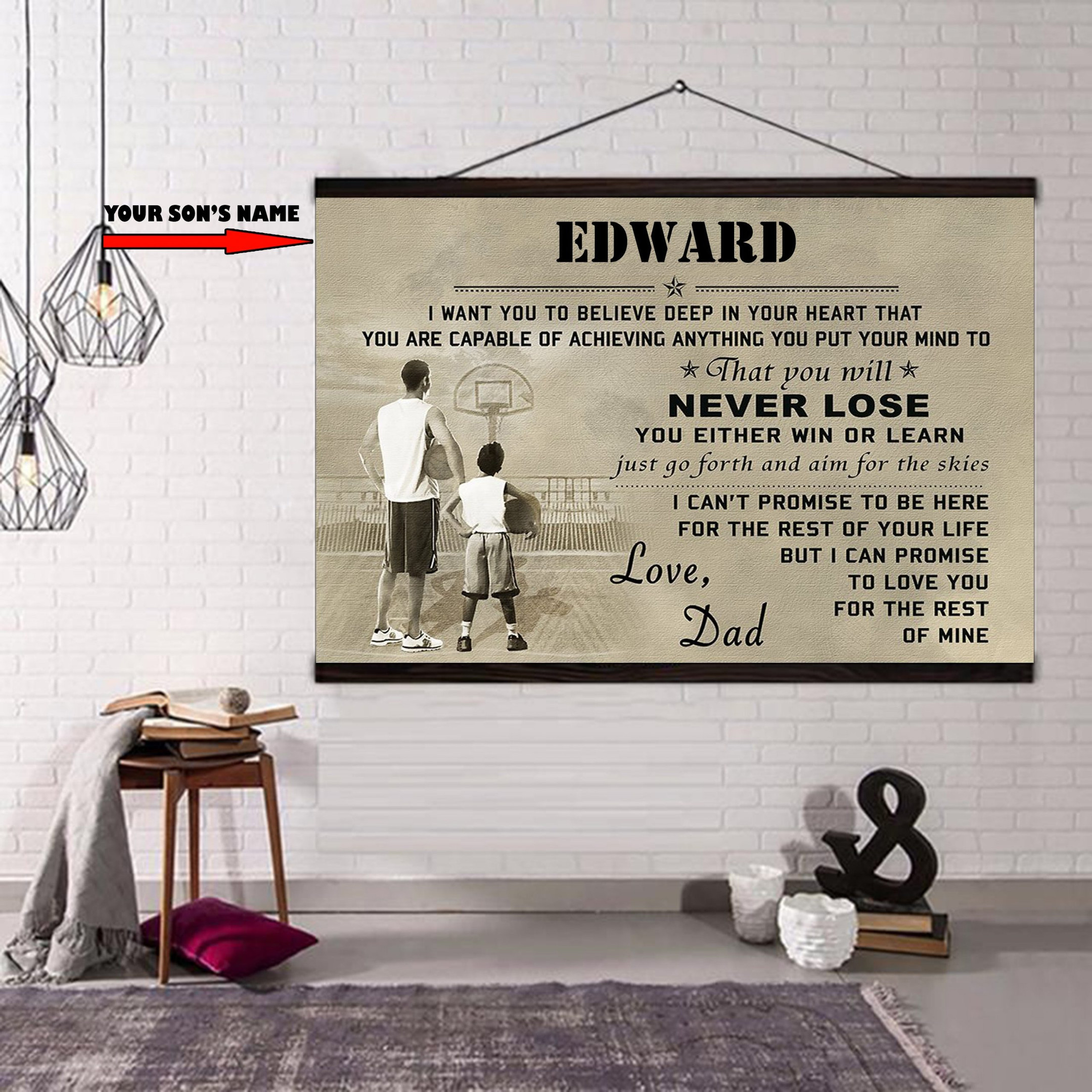 (Ct1X) Basketball Hanging Canvas - Custom To My Son