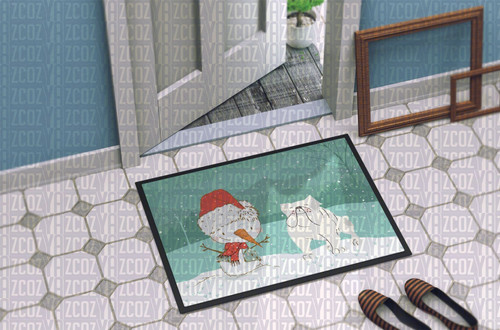 White English Bulldog Snowman Christmas CL22110868MDD Doormat