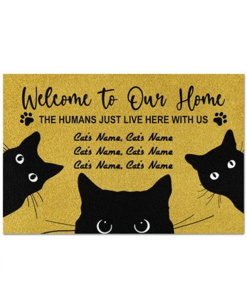 Personalized Welcome to The Cats Home Custom Name Doormat