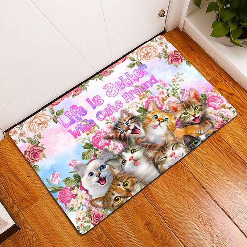 Cats Easy Clean Welcome DoorMat | Felt And Rubber | DO2078
