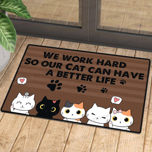 Cats Better Life Doormat | Colorful | Size 8x27&#39;&#39; 24x36&#39;&#39;