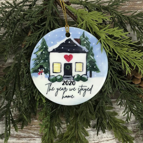 2020 We Stayed Home Christmas Ornament Pandemic Winter House Holiday Covid19 Personalized Gifts