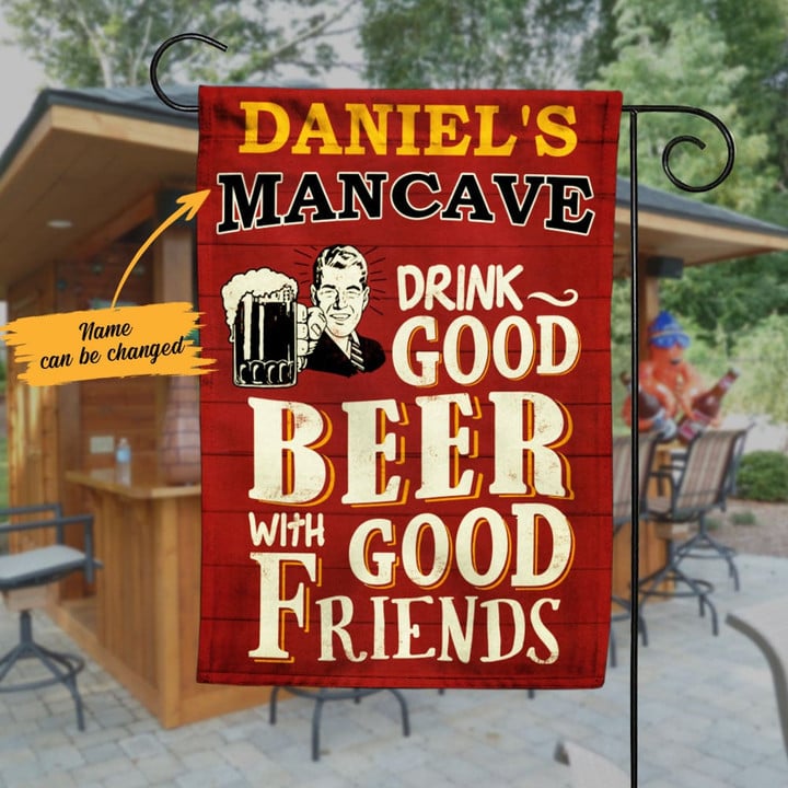 Personalized Man Cave Home Bar Good Beer Good Friend Flag AG121 95O58