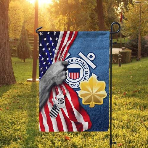 FamilyGater Veteran Personalized Coast Guard Hand Holding Dogtag Flag Military Ranks Flag