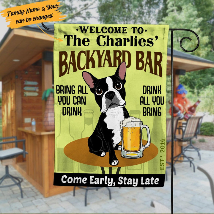 Personalized Boston Terrier Dog Bar Flag AG181 73O53