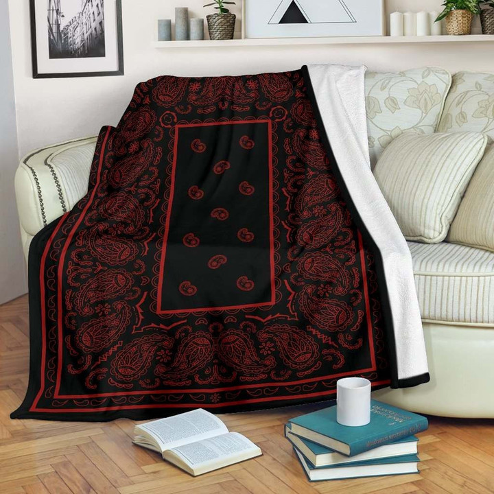 Ultra Plush Black With Red Bandana Cla21100148F Sherpa Fleece Blanket