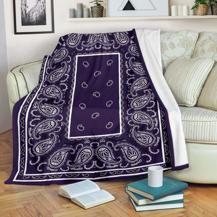 Ultra Plush Royal Purple Bandana Cla21100143F Sherpa Fleece Blanket