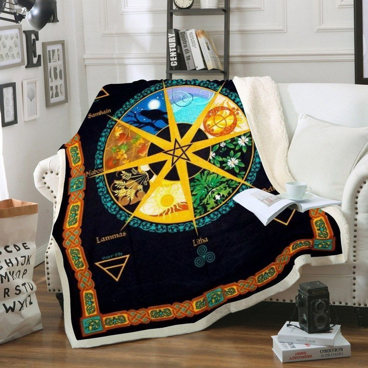 Wheel Of The Year Calendar Wicca Sherpa Fleece Blanket Yk