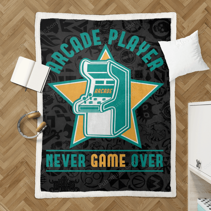 Retro Arcade Player - Funny Gaming Designs Sherpa Fleece Blanket