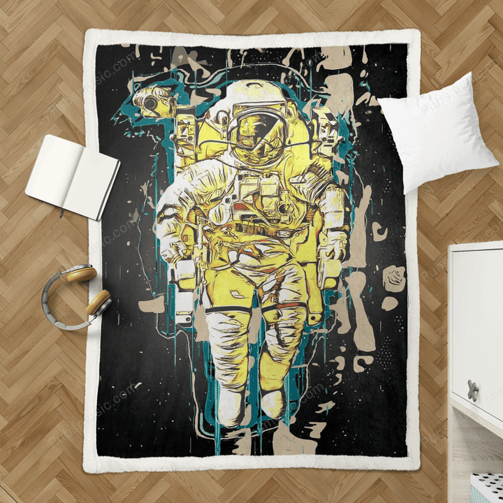 Retro Astronauts - People Sherpa Fleece Blanket