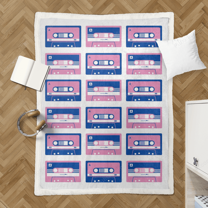Retro Cassettes Pattern - Patterns Sherpa Fleece Blanket