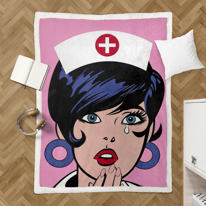 Nurse in Tears - Pop Art Sherpa Fleece Blanket