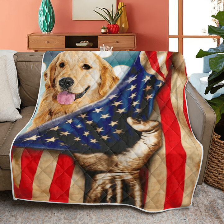 Golden Retriever Flag American Quilt Blanket Blanket WN16101002