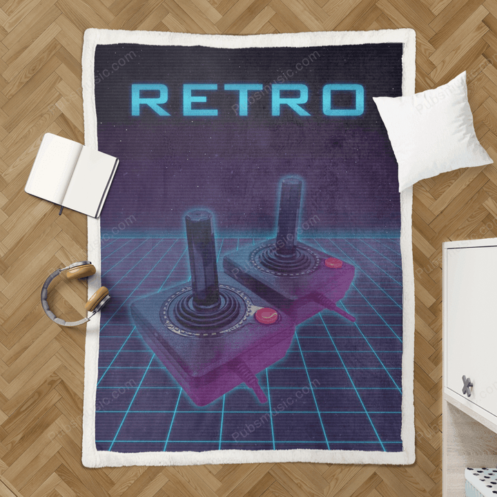 Retro Console Joystick - Retro Gaming Sherpa Fleece Blanket
