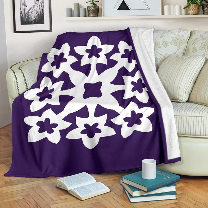 FamilyGater Blanket - Hawaiian Premium Blanket Royal Pattern - Purple - A1 Style - AH - J2