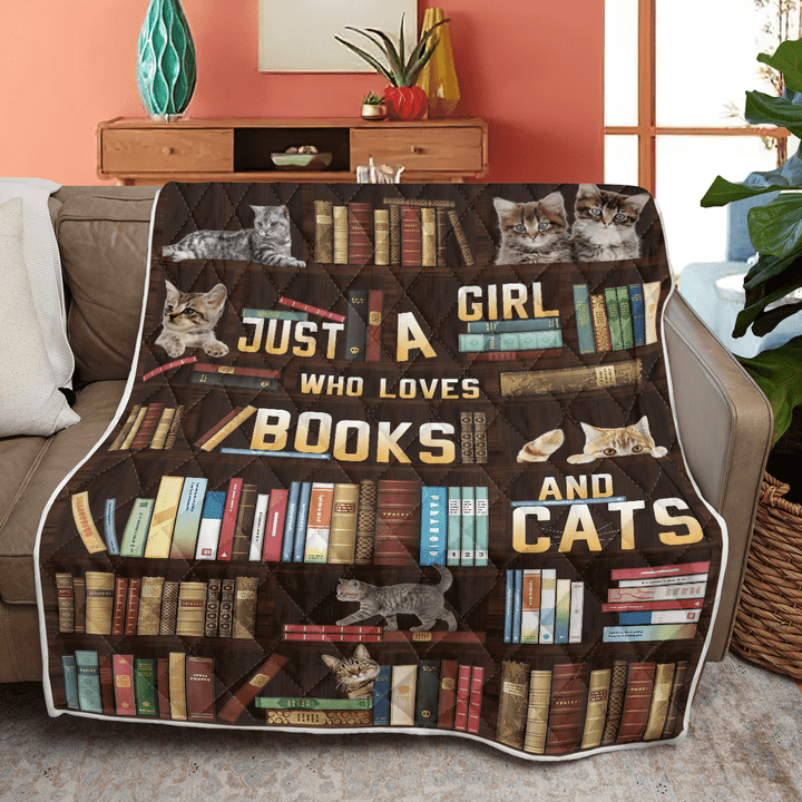 Books and Cat Quilt Blanket Blanket WN1610128