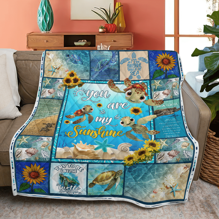 You Are My Sunshine Sea Turtles Quilt Blanket WQ2609937