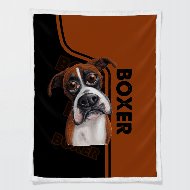 Boxer Dog Sherpa Blanket W2609124