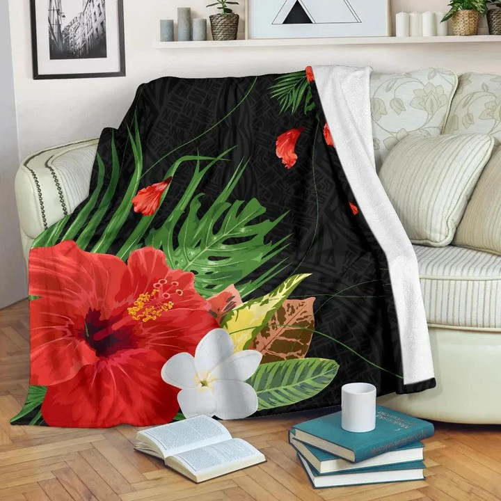 FamilyGater Blanket - Hawaii Hibiscus Polynesian Premium Blanket - AH J2