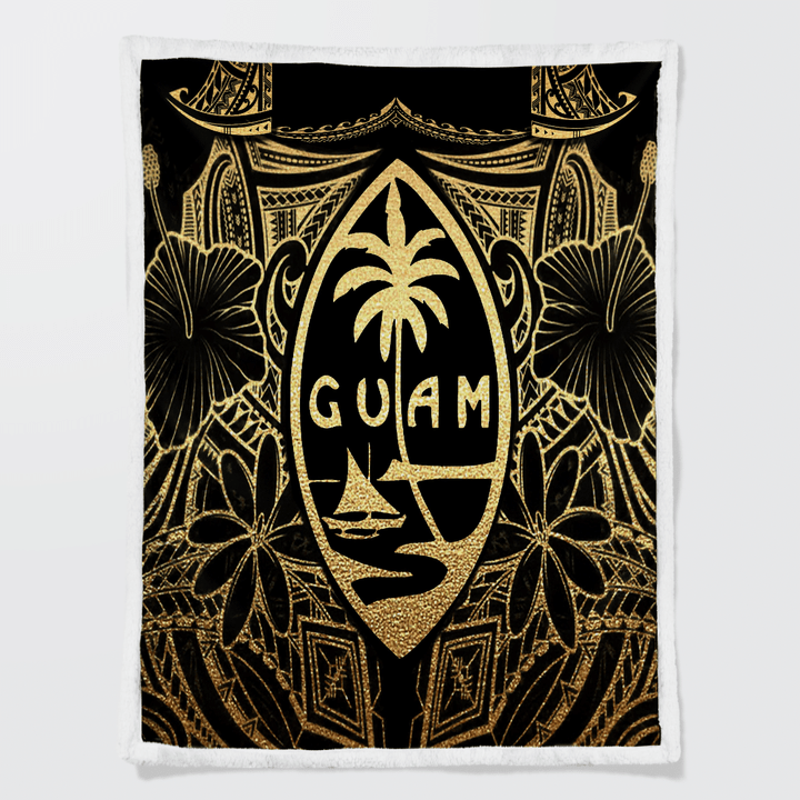 Guam Gold Hibiscus Coat Of Arms Sherpa Blanket W2209126