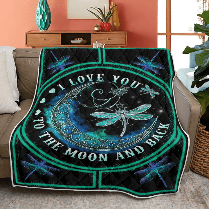 Dragonfly I Love You To The Moon And Back Quilt Blanket Blanket WN16101039