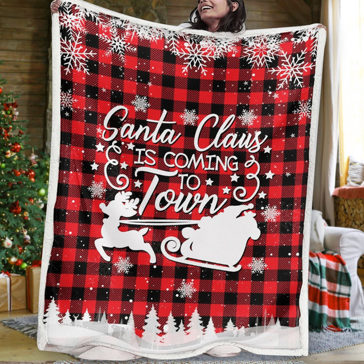 Christmas Santa Claus Is Coming To Town Blanket