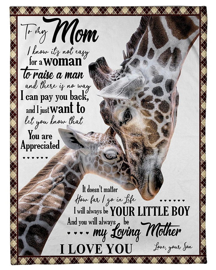 SON TO MOM Mother's Day My Loving Mother Giraffes Fleece Blanket