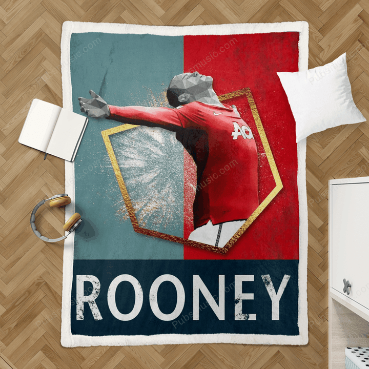 Wayne Rooney Poly Art - Poly Polygon Art Pop Art Football Sherpa Fleece Blanket