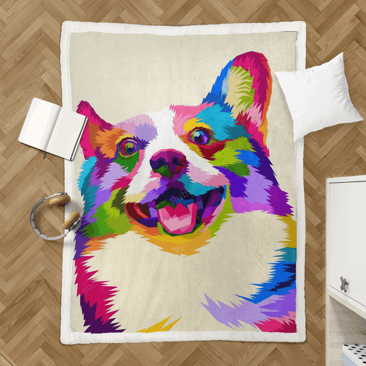 corgi on pop art - Colorful Dogs On Pop Art Sherpa Fleece Blanket