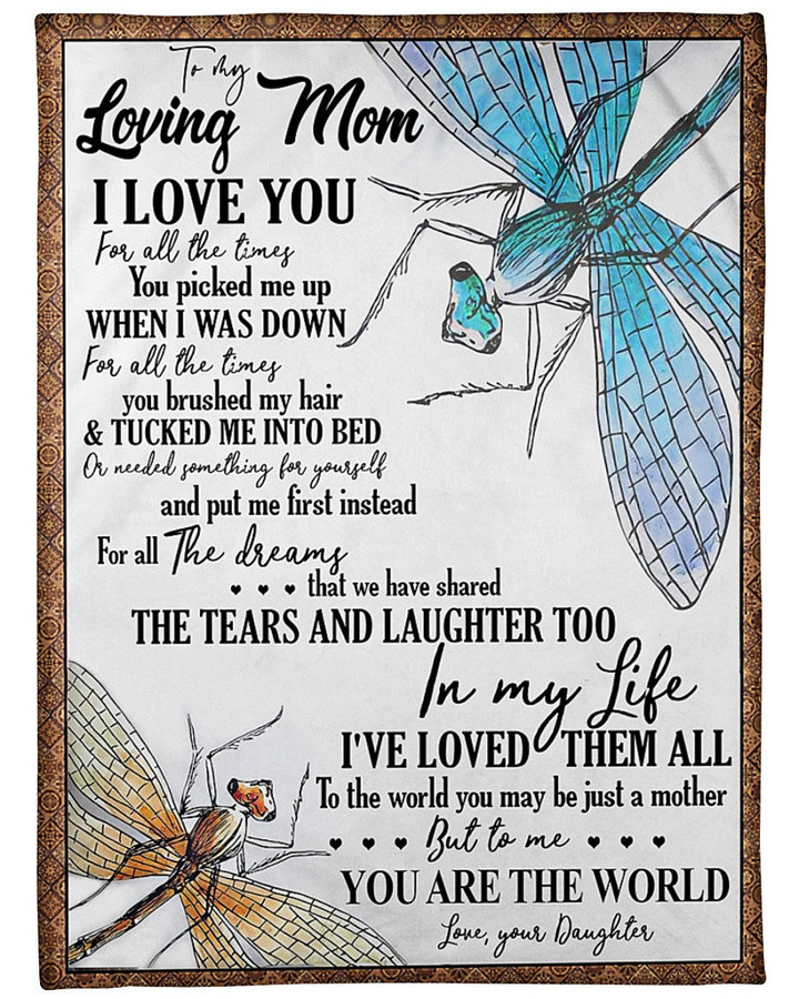 DAUGHTER TO MOM Mother's Day Tucked me into bed Dragonflies Fleece Blanket
