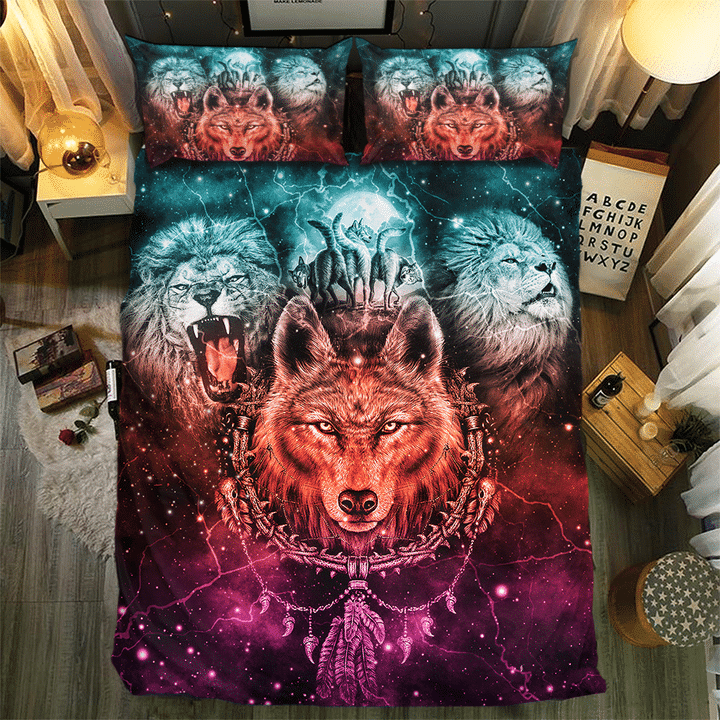 Ravening Wolf And Lion #091743D Customize Bedding Set Duvet Cover SetBedroom Set Bedlinen