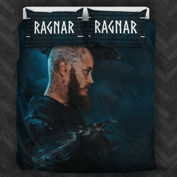 Vikings Ragnar and Raven 3D Customize Bedding Set Duvet Cover SetBedroom Set Bedlinen