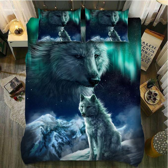 Wolf Aurora3D Customize Bedding Set Duvet Cover SetBedroom Set Bedlinen