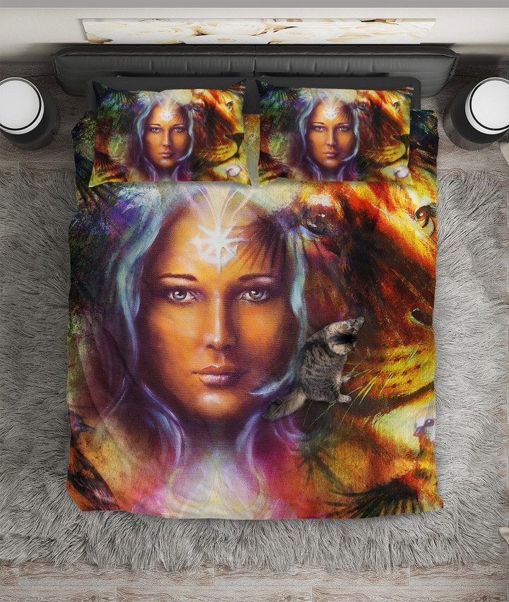 Powerful orceress With Wolf PQ 0016 PQ ART HOP 3D Customized Bedding Sets Duvet Cover Bedlinen Bed set