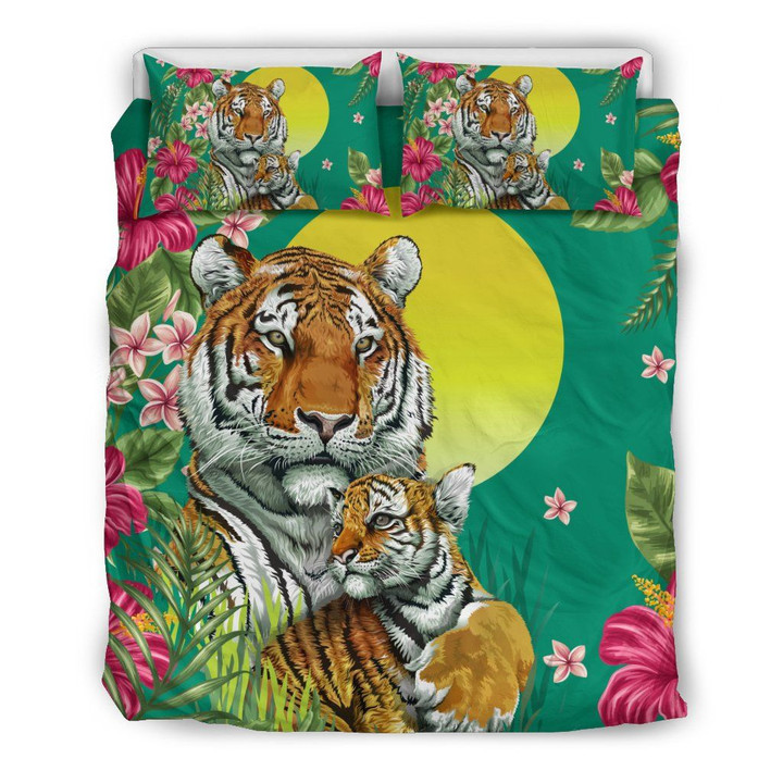 Hawaii Tropical Bedding Set, Tiger Duvet Cover And Pillow Case A0