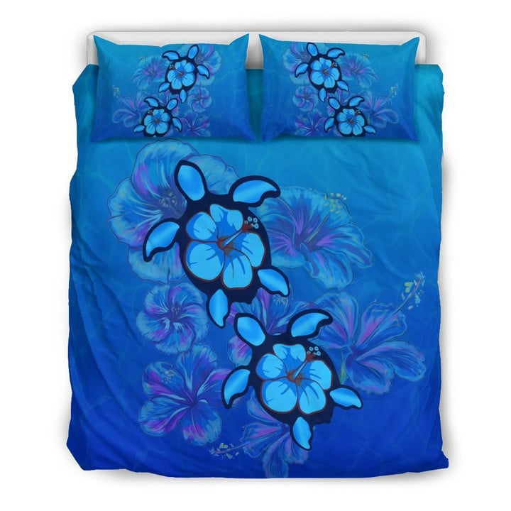 Hawaii Blue Turtle And Hibiscus Bedding Set – Bedding Set