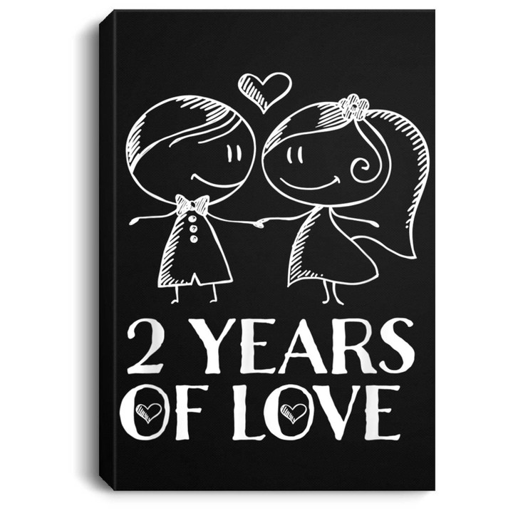 2Nd Anniversary Couples Gift 2 Years Together Portrait Canvas