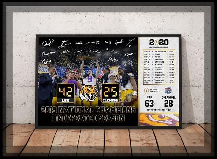2019 National Champions Lsu Tigers Undefeated Season Poster Canvas Poster Canvas
