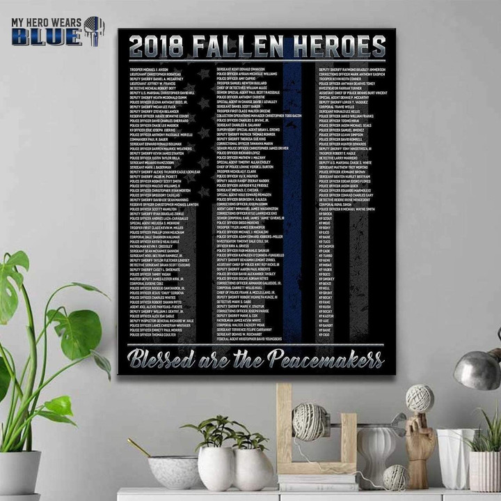 2018 Fallen Heroes Thin Blue Line Full Hd Personalized Customized Canvas Art Wall Art Wall Decor