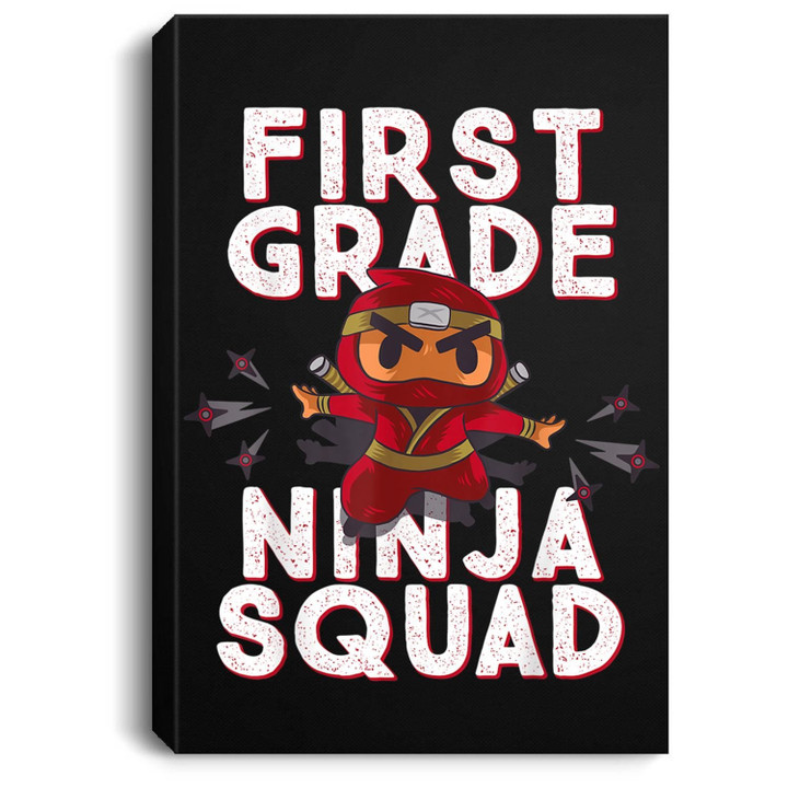 1St Day Of School First Grade Ninja Squad Funny Group Portrait Canvas