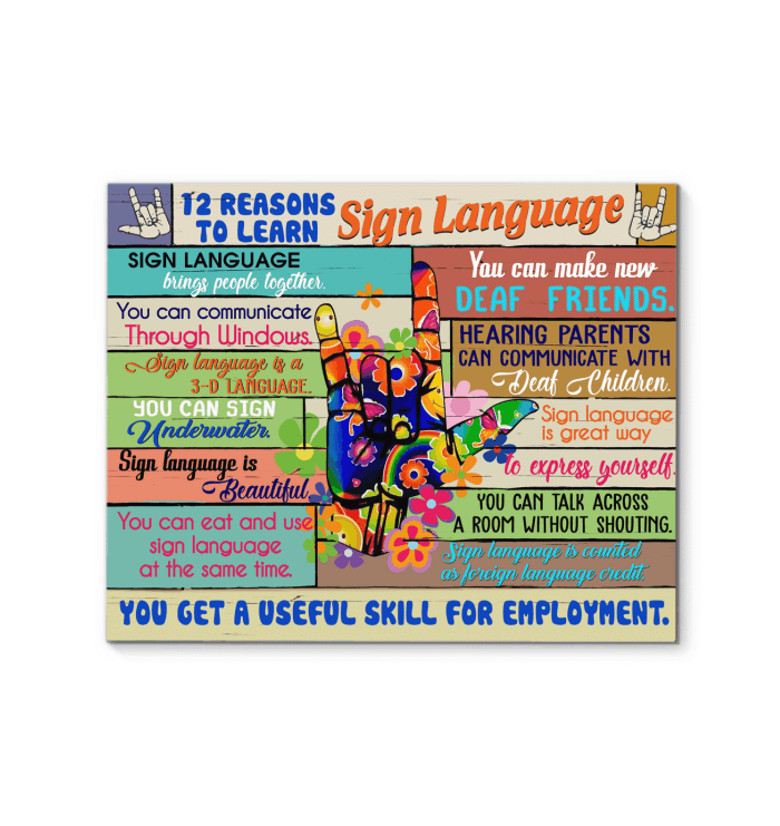 12 Reasons To Learn Sign Language Framed Canvas