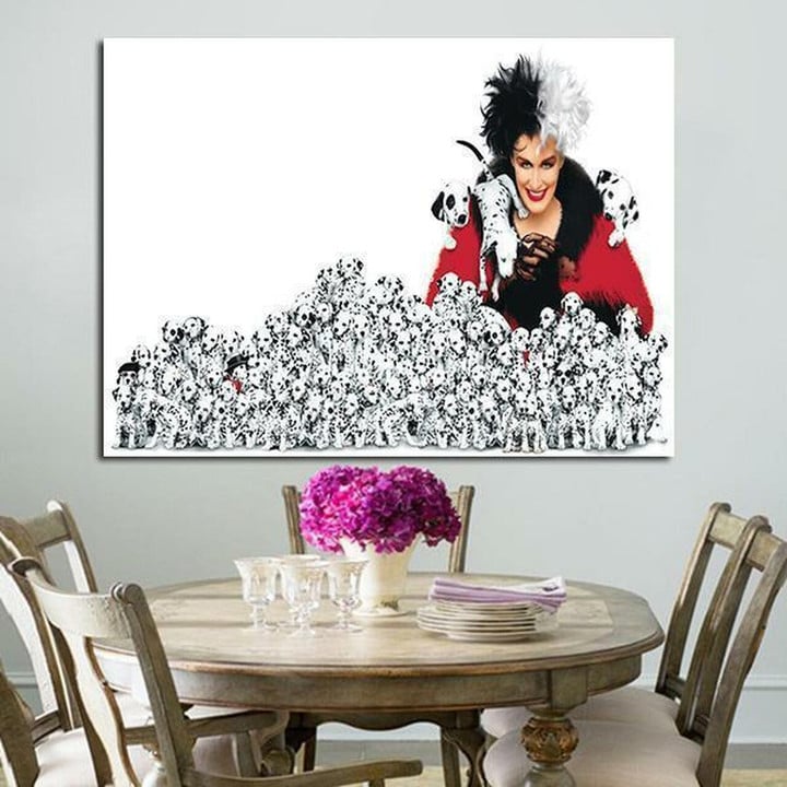 101 Dalmatians And Cruella De Vil Full Hd Personalized Customized Canvas Art Wall Art Wall Decor