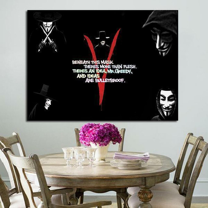 1 Panel V For Vendetta Quote Wall Art Canvas