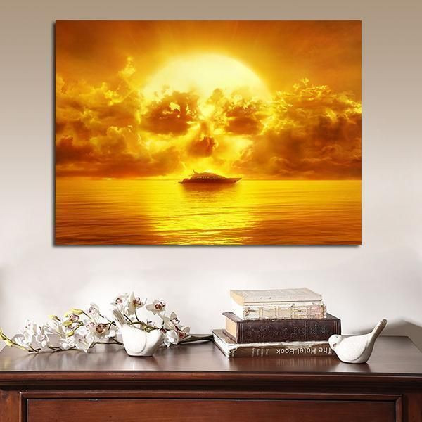 1 Panel The Walking Dead Boat And Sea At Sunset Wall Art Canvas