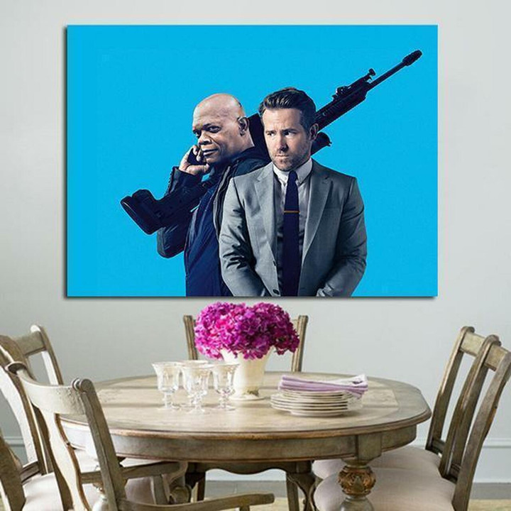 1 Panel The Hitman'S Bodyguard Reynolds And Jackson In Blue Wall Art Canvas