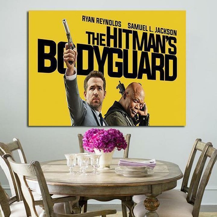 1 Panel The Hitman'S Bodyguard Poster Yellow Background Wall Art Canvas