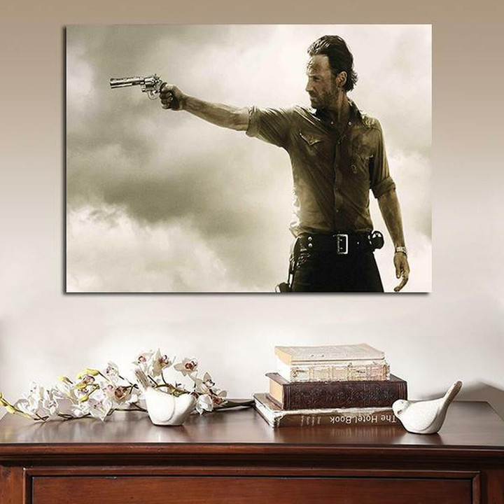 1 Panel Rick Grimes Firing Revolver Wall Art Canvas