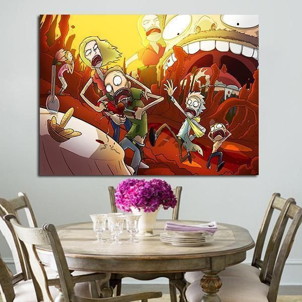 1 Panel Rick And Morty Smith Family Running Wall Art Canvas