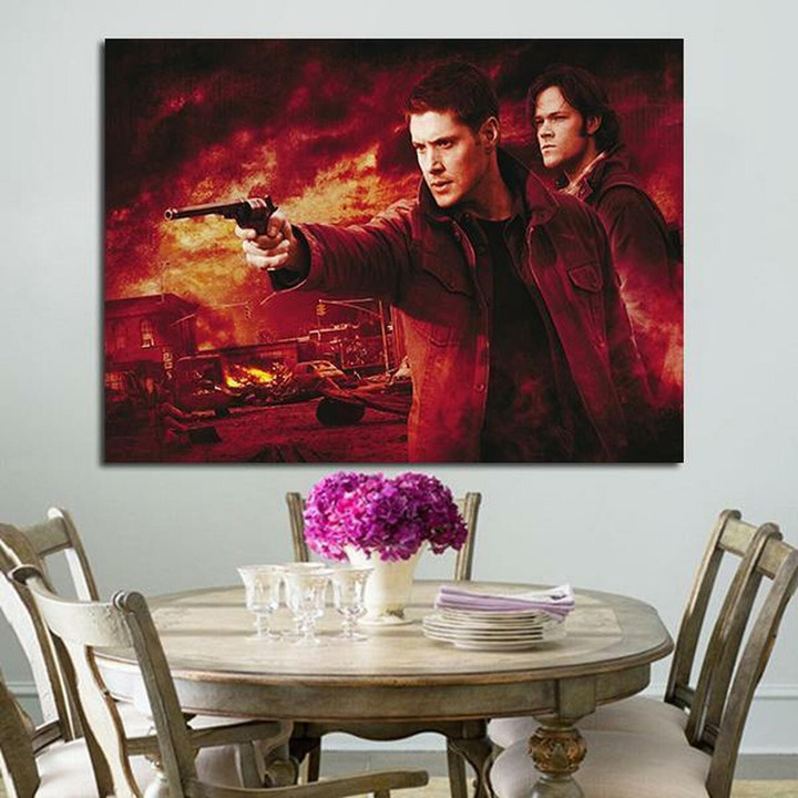 1 Panel Supernatural Dean Holds Gun Wall Art Canvas